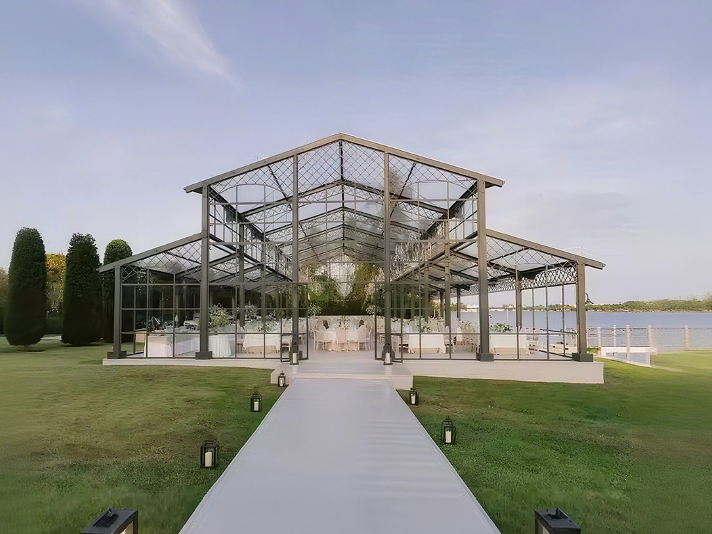 glass greenhouse,  Large greenhouse, greenhouse wedding venue